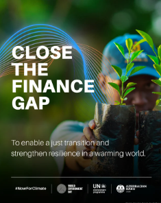 Kampanjan juliste Close the Finance Gap.