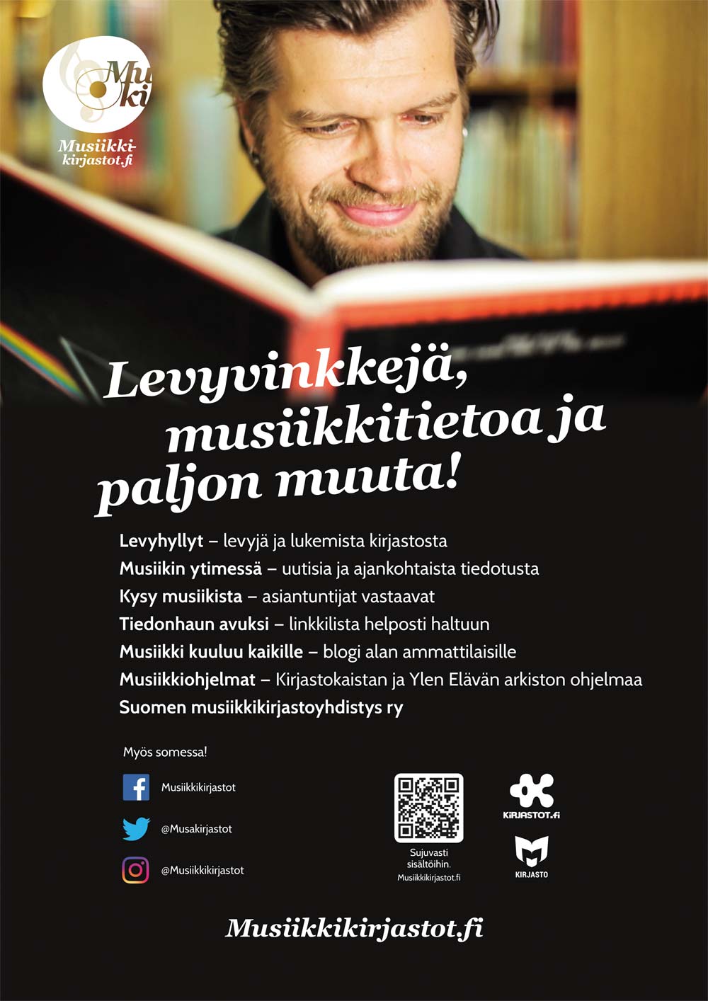 Musiikkikirjastot.fi:n juliste on ladattavissa Materiaalipankista.