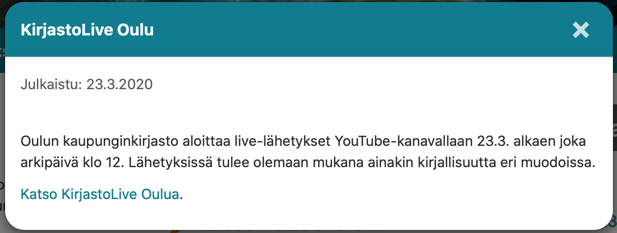 Oulun kaupunginkirjaston KirjastoLive