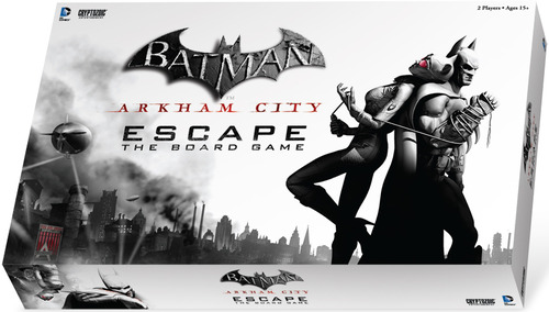 Batman: Arkhan City -pelin paketti, jonka kannessa mustavalkoinen kuva.